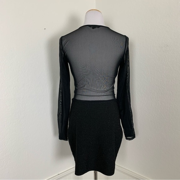 Express Shimmer Cut Out Bodycon Mesh Low Back Dress - Picture 12 of 17